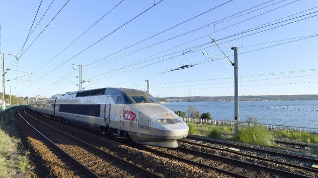 photo tgv arrivant à brest devant le port du moulin blanc © vincent mouchel